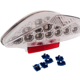 Rücklicht LED New Style Klarglas kompatibel für Yamaha Aerox, MBK Nitro, CPI Hussar, BT49QT-12, Keeway, Generic komplett Bremslicht