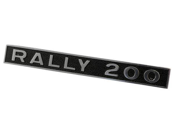 Schriftzug Emblem für Heck RALLY 200 schwarz/alu 120x15mm, 2 Pin