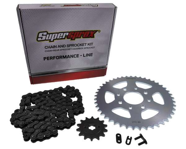Kettensatz Performance KIT Stahl SUPERSPROX 520 Teilung 45 / 14 Zähne kompatibel für KTM Duke 125ccm (2011-2013) 4-Takt Ersatz Moped Motorrad Kettensatz Ritzel