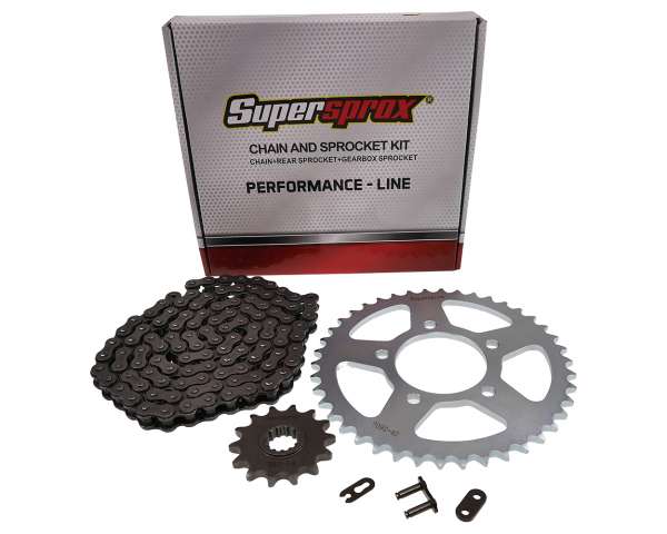 Kettensatz Performance KIT Stahl SUPERSPROX 525 Teilung, 14 / 42 Zähne kompatibel für Benelli Leoncino 500, Imperale 400 Ersatz Moped Motorrad Kettensatz