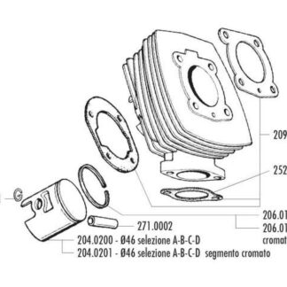 Dichtungssatz Zylinder POLINI 65ccm 2-Takt kompatibel für Honda Wallaroo, Peugeot Fox