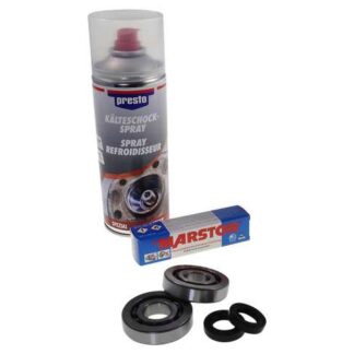 Kurbelwellenlagerreparatursatz mit Lager, Dichtmasse, Kältespray kompatibel für Piaggio 2-Takt AC LC