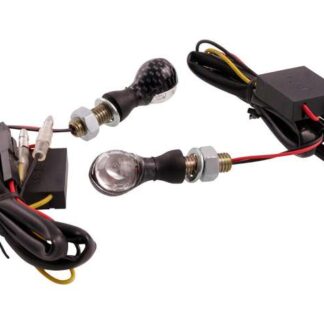 Blinker Bubble LED carbon Paar Mini klein universal E-Nummer, Custom, Motorrad, Mokick, Scooter, Roller, Mofa, Moped, Quad, ATV