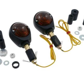 Lenkerendenblinker Paar SHIN YO Ochsenauge, matt schwarz, getöntes Glas, Motorrad, Roller, Quad