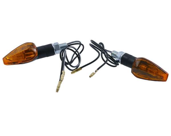 Blinker PEAK Paar Motorrad schwarz Glas gelb kurzer Stiel 21W Halogen