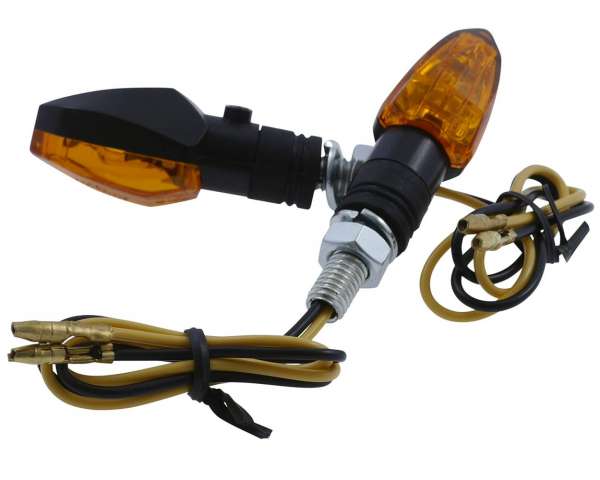 Blinker Lizzard Paar Halogen, Motorrad, schwarz, gelbes Glas, 12V/6W