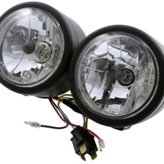 Scheinwerfer Doppelscheinwerfer schwarz Birne 1 x H4 1 x H7 Motorrad Quad