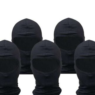 Sturmhaube Set schwarz (5 Stück) Facemask Gesichtsmaske Maske Kopfhaube Motorrad Ski Fahrrad universelle Größe