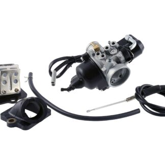 Vergaser Set 12mm Ersatz + E-Choke + Ansaugstutzen + Membrane 2-Takt kompatibel für Piaggio, Gilera, Vespa 50ccm STANDARD