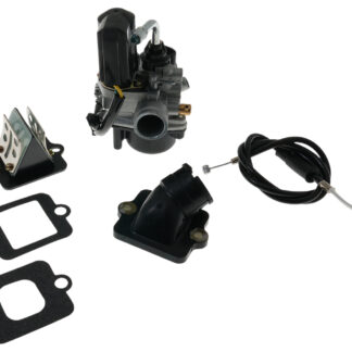 Vergaser 17,5mm Sport + E-Choke + Ansaugstutzen + Membrane kompatibel für Piaggio NRG, TPH, Zip, Gilera Runner, Vespa ET2, Aprilia SR50 Tuning 2-Takt