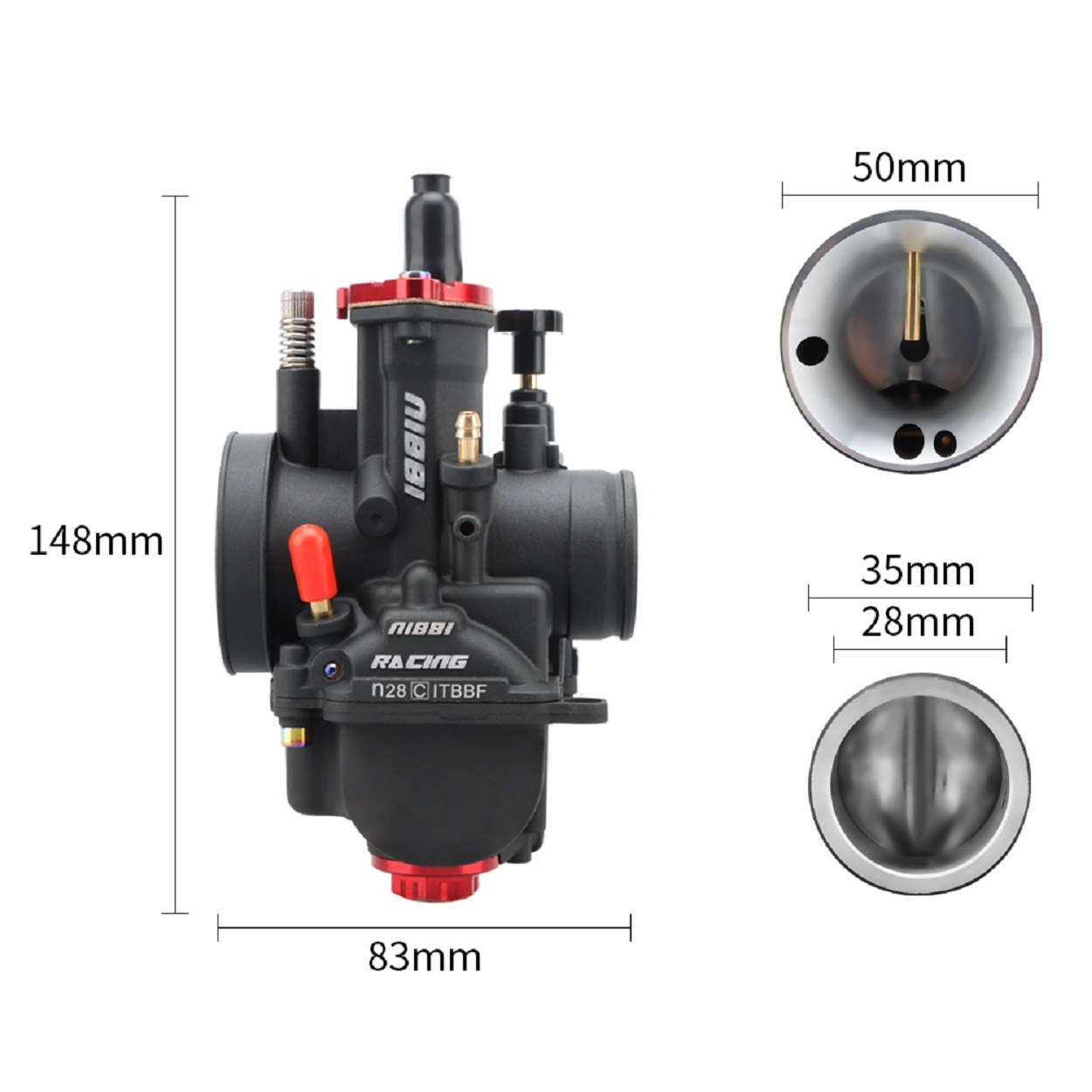 Vergaser NIBBI RACING PWK 28mm YJ Pro Black Line mit Powerjet für Roller Maxiroller 2-Takt Schaltmoped Mofa Quad – Bild 7