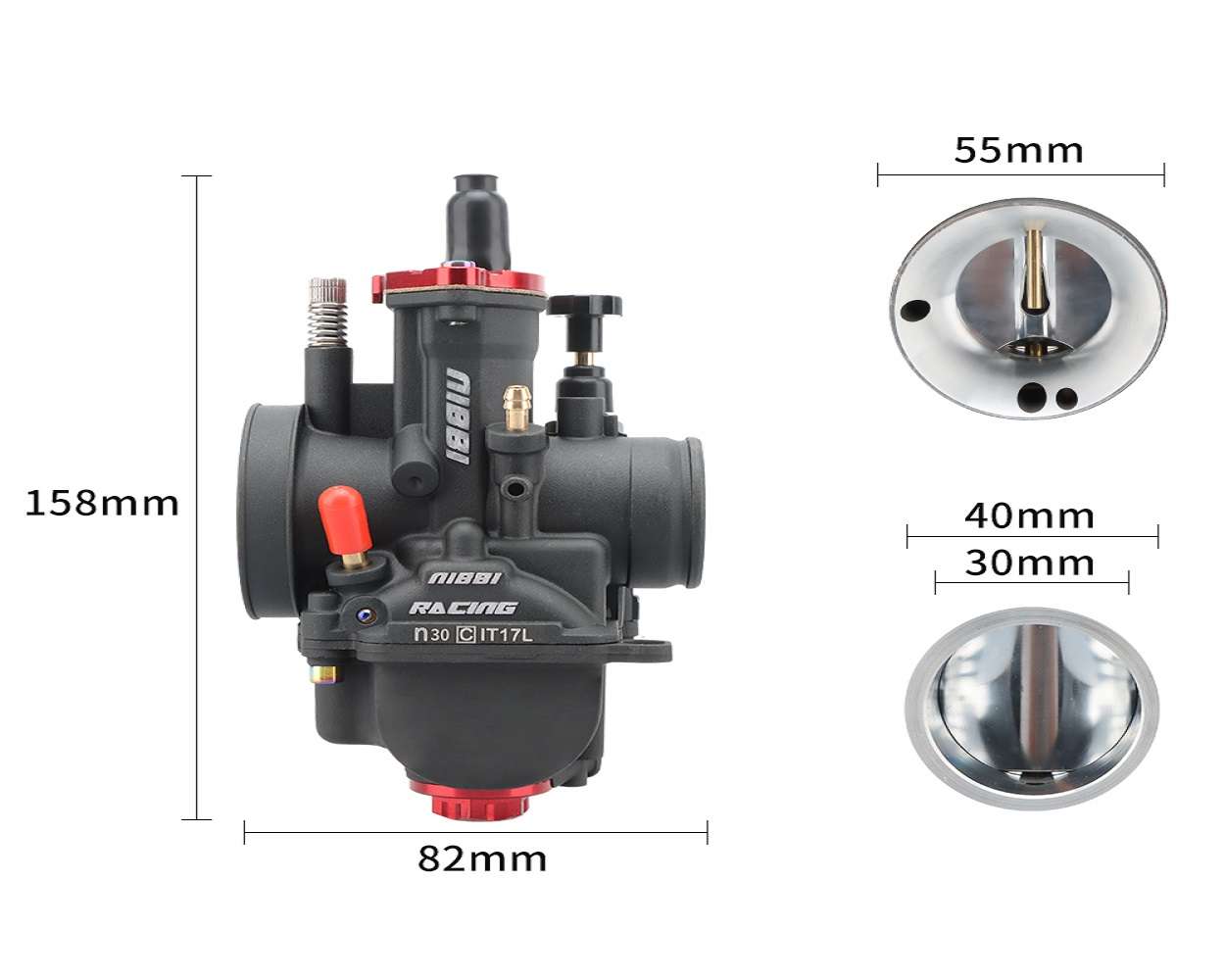 Vergaser NIBBI RACING PWK 30mm YJ Pro Black Line mit Powerjet für Roller Maxiroller 2-Takt Schaltmoped Mofa Quad – Bild 7