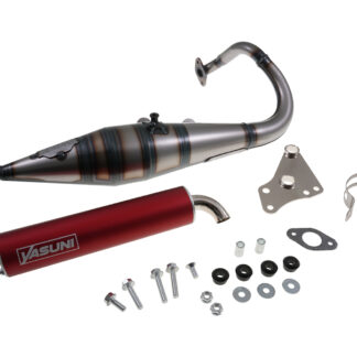 Auspuff YASUNI Scooter Z mit rotem Endschalldämpfer Peugeot stehend AC/LC Speedfight 1 2 Buxy Elystar TKR