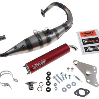 Auspuff YASUNI Scooter R mit rotem Endschalldämpfer Peugeot stehend AC und LC Speedfight 1 2 TKR Buxy Speedake