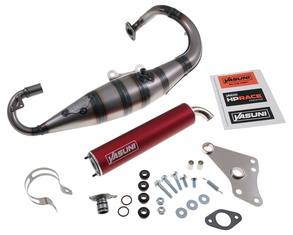 Auspuff YASUNI Scooter R mit rotem Endschalldämpfer Peugeot stehend AC und LC Speedfight 1 2 TKR Buxy Speedake – Bild 4