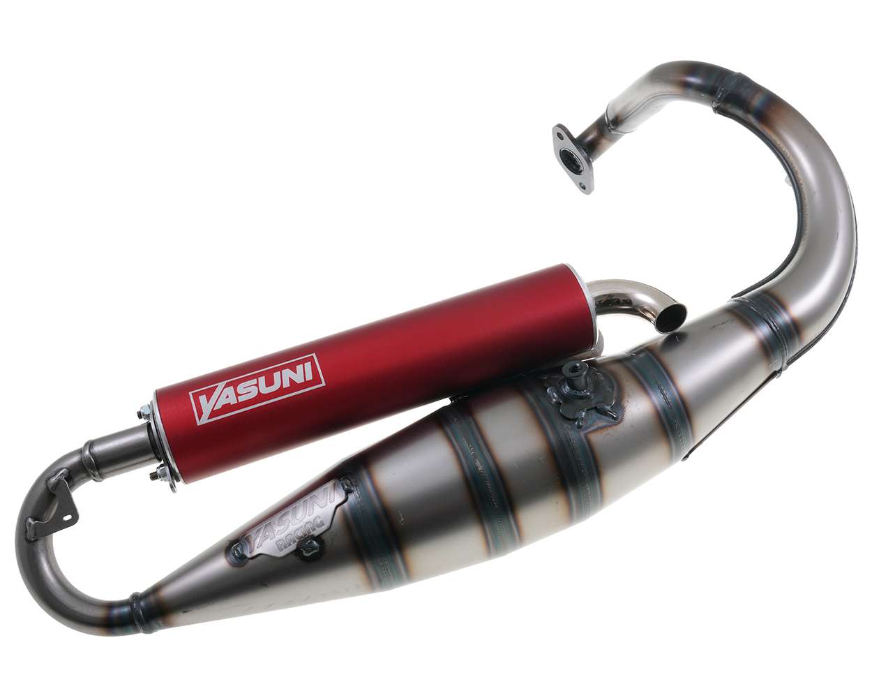 Auspuff YASUNI Scooter R mit rotem Endschalldämpfer Peugeot stehend AC und LC Speedfight 1 2 TKR Buxy Speedake – Bild 5