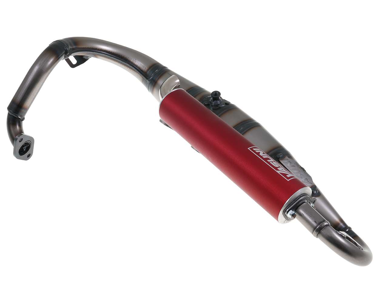 Auspuff YASUNI Scooter R mit rotem Endschalldämpfer Peugeot stehend AC und LC Speedfight 1 2 TKR Buxy Speedake – Bild 9