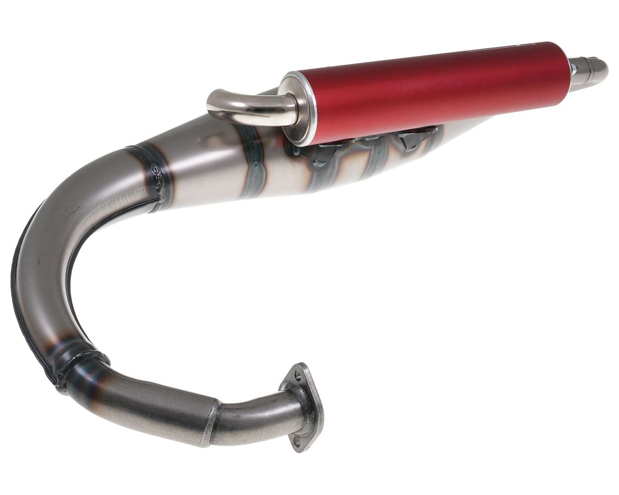 Auspuff YASUNI Scooter R mit rotem Endschalldämpfer Minarelli stehend Aprilia SR MBK Booster Stunt Yamaha BWs Slider – Bild 9