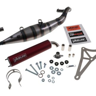 Auspuff YASUNI Scooter R mit rotem Endschalldämpfer Piaggio NRG NTT TPH Zip Gilera Runner Stalker