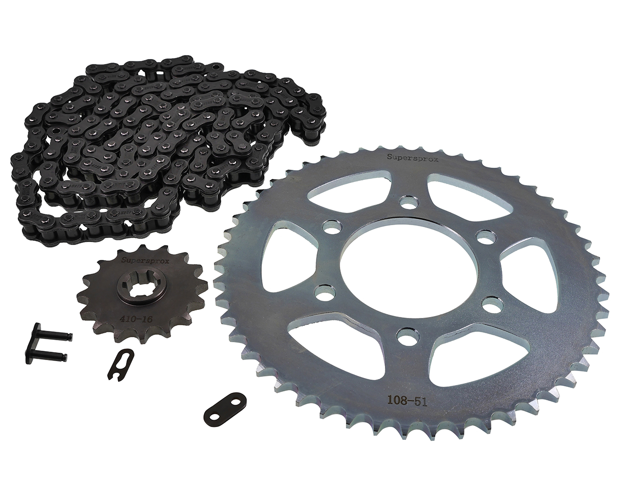 Kettensatz Performance KIT Stahl SUPERSPROX 428 Teilung, 16 / 51 Zähne kompatibel für Hyosung GV 125 S Aquila (18-23) Ersatz Moped Motorrad Kettensatz – Bild 2