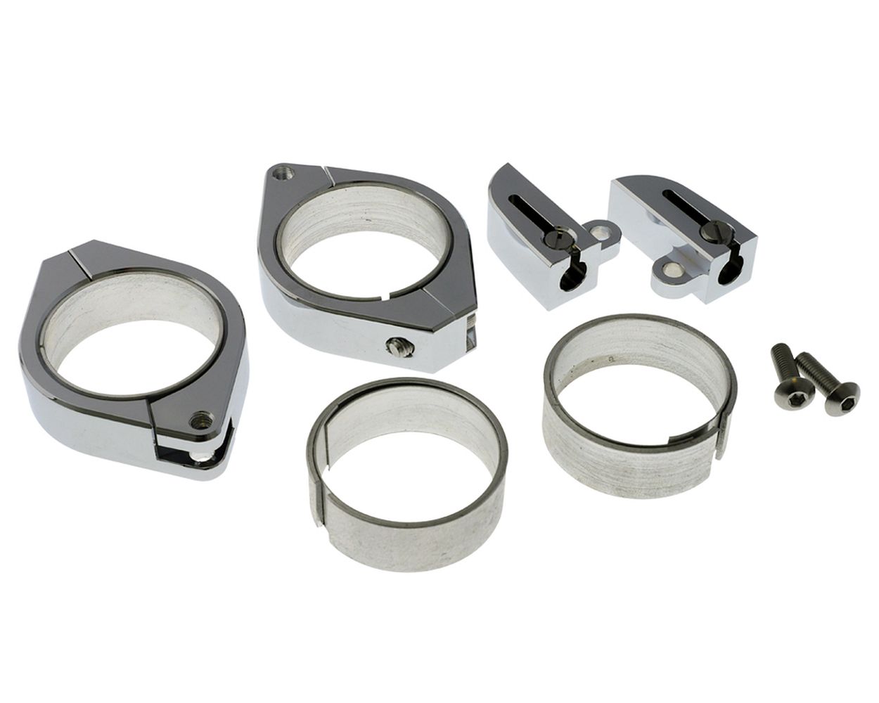 Blinkerhalter CNC Alu Highsider Motorrad Set Chrom für M8 Gewinde 38-41 mm