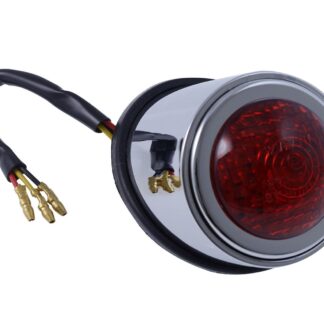 Rücklicht LED OLD SCHOOL TYP1 Motorrad chrom rotes Glas