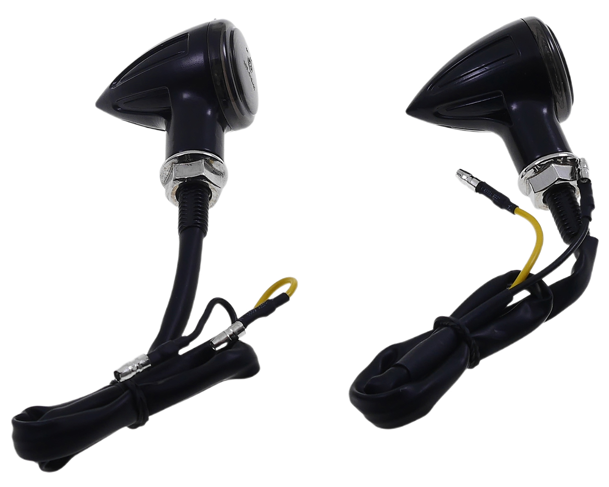 Blinker Drops schwarz Metall Rauchglas LED Motorrad Roller Schaltmoped