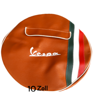 Vespa Reserveradabdeckung braun 10 Zoll Tricolore weißer Keder